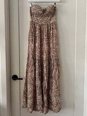 parker bayou silk dress Parker Bayou Strapless Silk Maxi Dress Sz M Orange